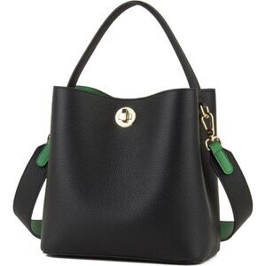 Fashionable Genuine Cowhide Bucket Bag with High-Quality Lock - Great Gift